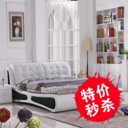 廠家直銷臥室創(chuàng)意品牌真皮床 簡約雙人床1.8米特價軟體床