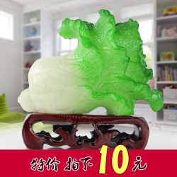 樹脂工藝品擺件仿玉白菜小百財到家居辦公風水財件裝飾小擺設