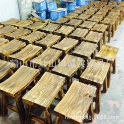 木凳家具 炭燒枱凳  彎面小凳 個性碳燒炭化家具