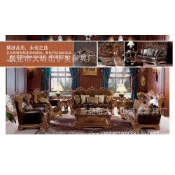 廠家直銷 批發家具 歐式實木真皮沙發組 美式真皮沙發 代理 加工