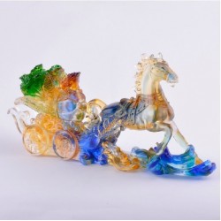 財運亨通 古法琉璃馬　富貴百財　家居裝飾擺件送父母送領(lǐng)導(dǎo)禮品
