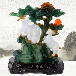 爆款三羊開泰擺件仿玉樹脂工藝品 批發(fā)創(chuàng)意禮品家居飾品招財擺件
