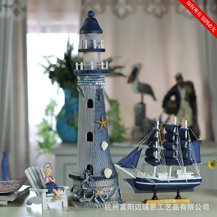 特價促銷 24CM帆船模型  地中海飾品 家居 實木手工雕刻 歐式多帆
