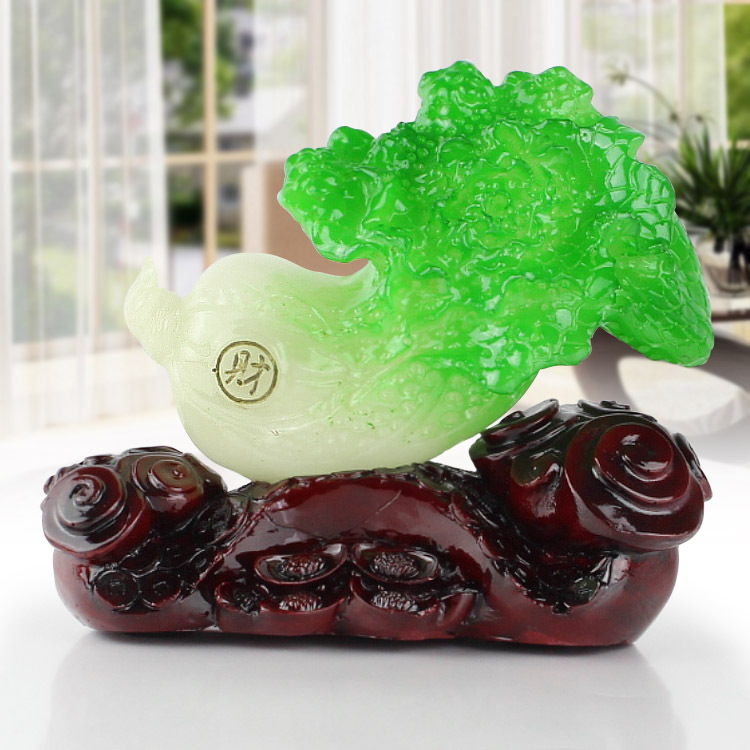 樹脂工藝品擺件仿玉白菜小百財到家居辦公風水財件裝飾小擺設