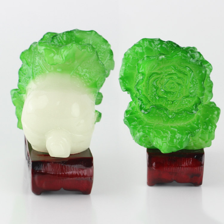 樹脂工藝品擺件仿玉白菜小百財到家居辦公風水財件裝飾小擺設