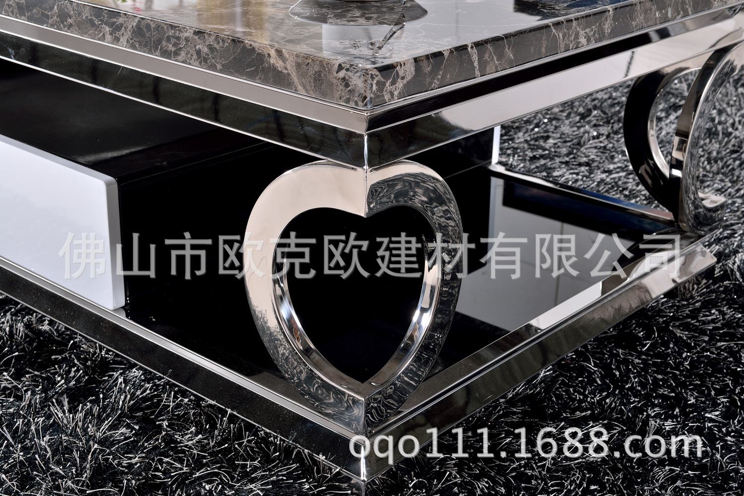 606高檔不銹鋼大理石玻璃茶幾電視柜時尚個性客廳家具現代簡約