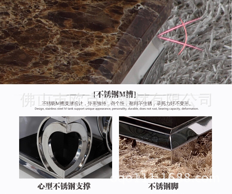 606高檔不銹鋼大理石玻璃茶幾電視柜時尚個性客廳家具現代簡約