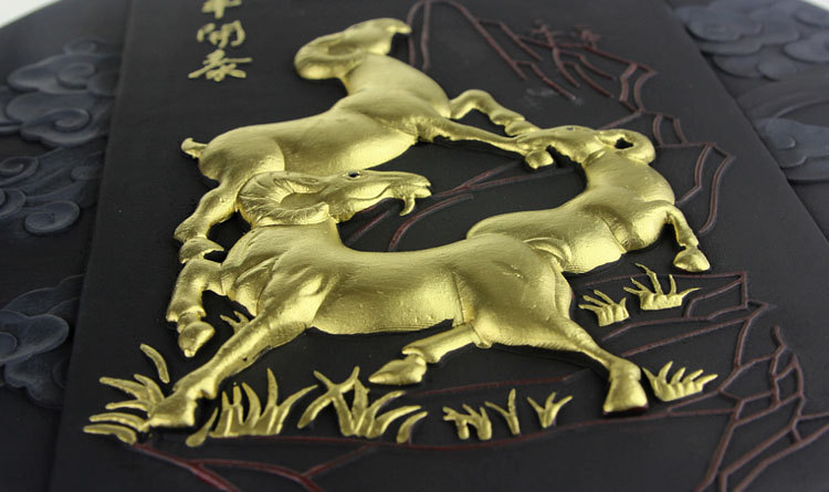 活性炭雕工藝品擺件家居裝飾品 羊年新年春節送禮物三陽開泰