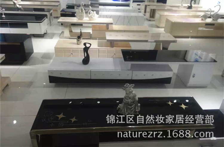 廠家直銷電視柜 不銹鋼鋼化玻璃板式家具5抽收納客廳爆款酒店家具