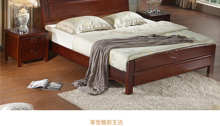 廠家直銷實木床 簡約1.8米橡木家具 特價臥室雙人床