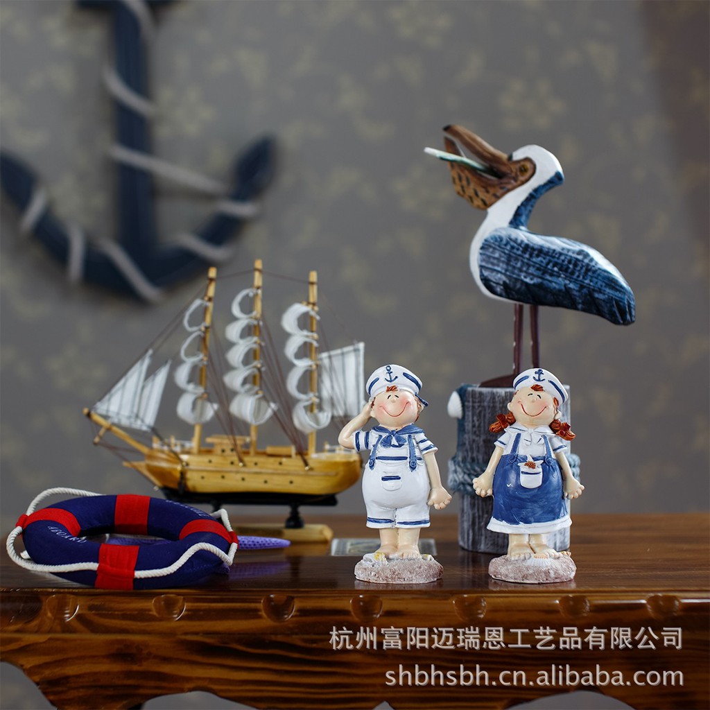 特價促銷 24CM帆船模型  地中海飾品 家居 實木手工雕刻 歐式多帆