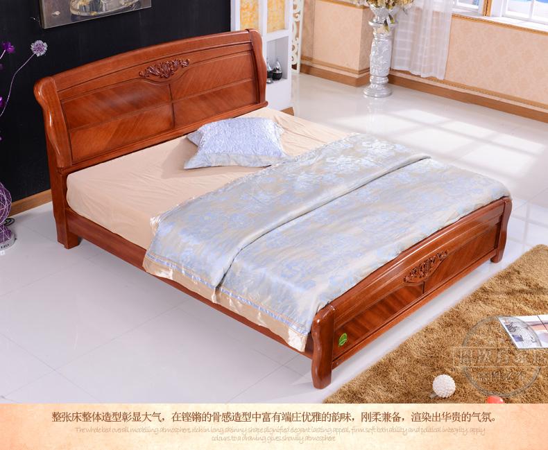 恩次方實木床1.8米雙人床1.5米小紅木床海棠木實木家具現(xiàn)貨直銷C9