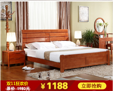 實木床 雙人床1.5/1.8M 高箱儲物床 橡木床特價包郵 廠家直銷